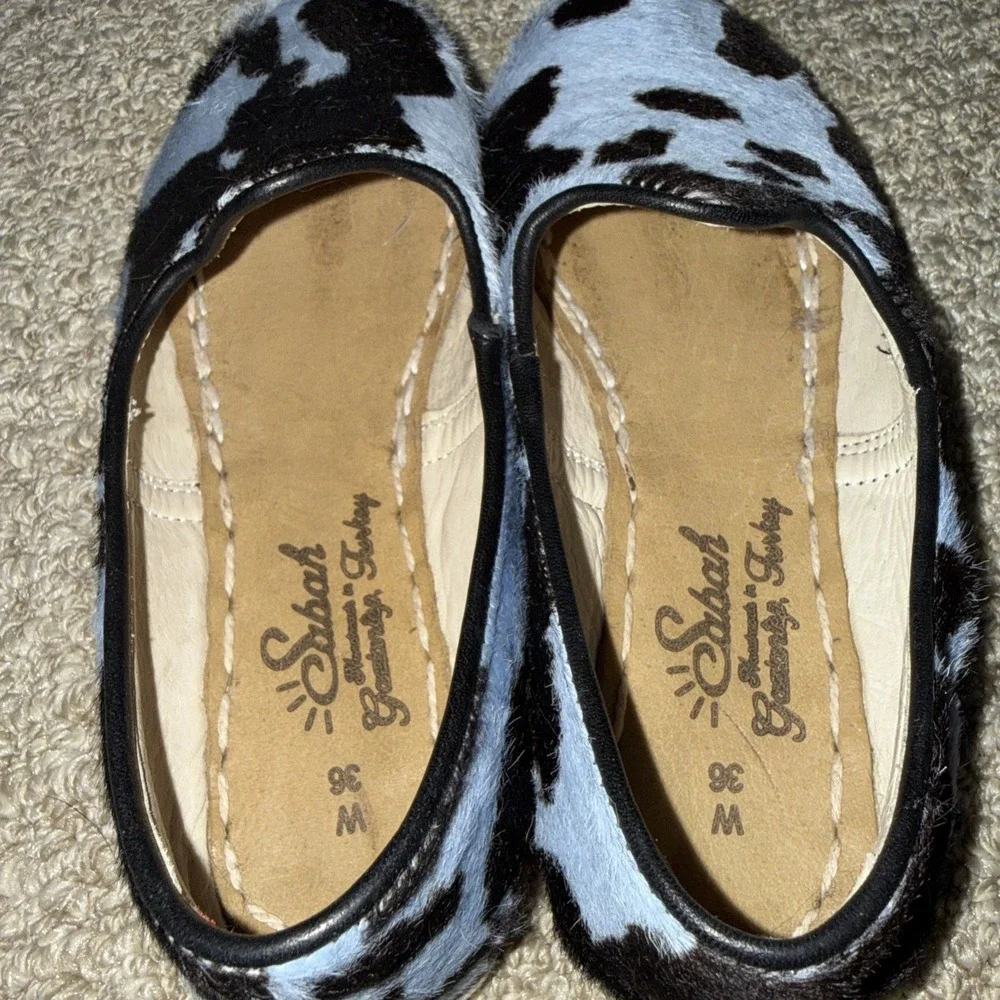 SABAH The Bolo Blue And Black Cow Print Loafer Size 36 (5.5) El Paso Texas‎